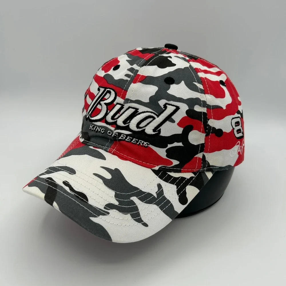 VTG Budweiser Racing Hat Chase Authentics Dale Earnhardt Jr Mens Red Camo NASCAR